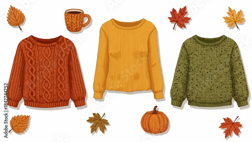 Cozy Autumn Sweaters and Fall Decorations.