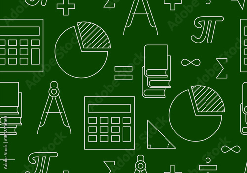 Mathematical Background. Mathematical Symbol Pattern on White Background
