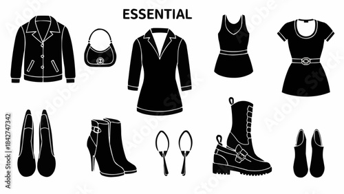 Collection of essential womens fashion items and accessories.