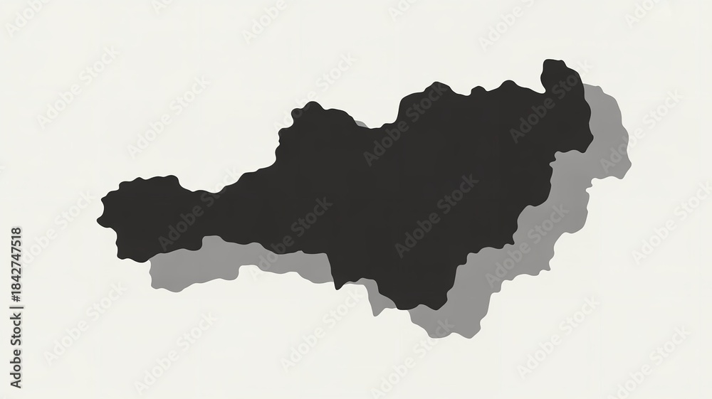 Obraz premium Abstract minimalist graphic design featuring layered organic shapes in stark black and muted gray tones against a light background
