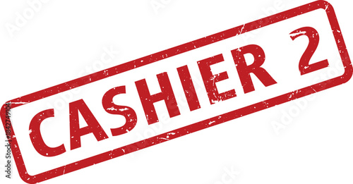Red Distressed Cashier 2 Rubber Stamp on White Background Illustration of Aged Approval Seal