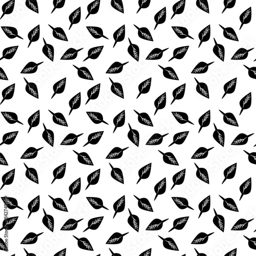 black and white seamless pattern  leaf repeated decoration tiles vector illustration 