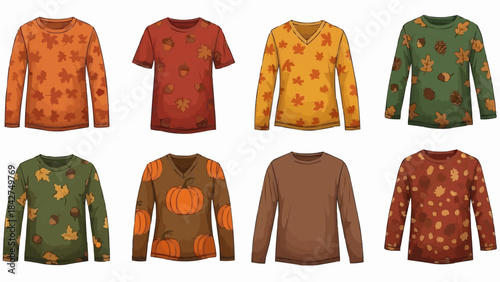 Collection of Autumn Themed Long and Short Sleeve T-Shirts.
