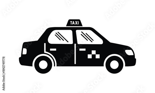 Black Taxi Cab Car Icon Vector Silhouette Illustration