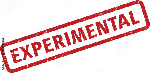 Red Experimental Stamp Isolated on White Background, Angled and Textured Impression Effect