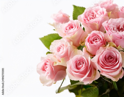 pink rose bouquet with white background