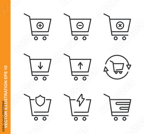 Shopping Cart line icons- Mini collection and editable stroke series icon