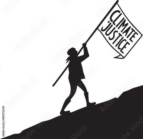 Protester holding a banner for climate justice
