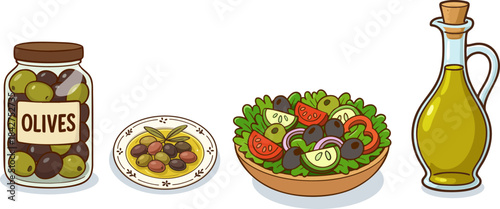 Vector illustration of the olive and olive oil concept.
