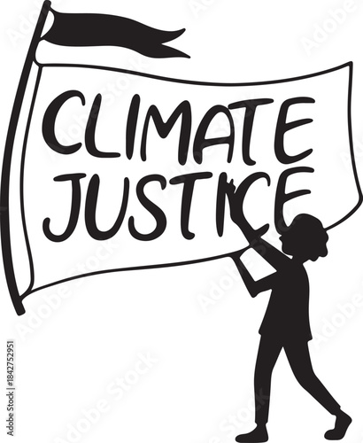 Protester holding a banner for climate justice