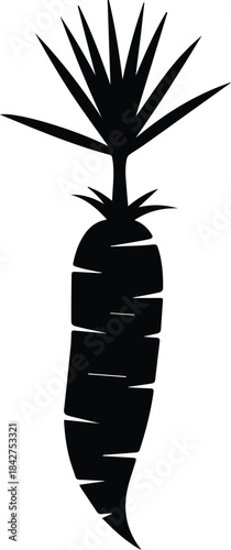 Minimalist black cassava yucca root vegetable silhouette vector icon