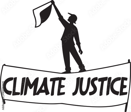 Protester holding a banner for climate justice