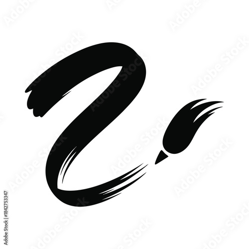 Black brush stroke with paintbrush logo design