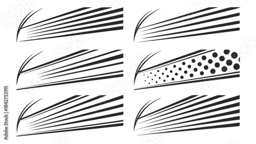 Vector illustration set of abstract black and white striped and dotted line art designs on