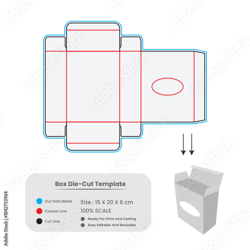 Box packaging die-line template with 3d mockup packaging for medicine, supplement box, square box, Packaging template, vector illustration 