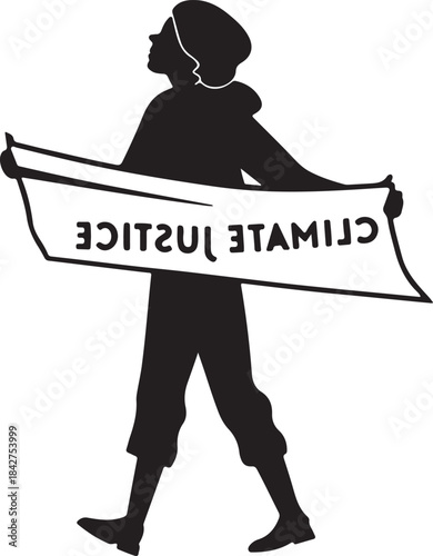 Protester holding a banner for climate justice