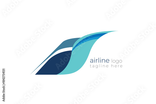 Airline Logo Design Abstract Wing Flight Symbol in Blue Tones
