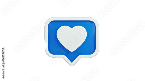 3D Heart Icon in Speech Bubble on White Background