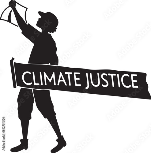 Protester holding a banner for climate justice