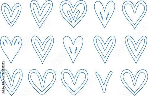 heart symbol line vector set designed for user interface icons, wellness apps, dating platforms, and romantic visual content.