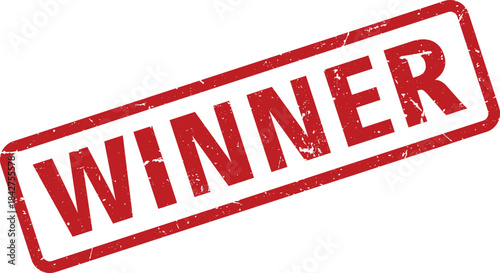 Red Grunge Winner Stamp Isolated on White Background for Achievement and Success Visuals