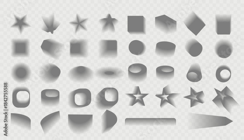 A set of realistic shadows in various shapes: circles, squares, stars, frames, and abstract elements. Suitable for layouts, presentations, and advertising designs on light backgrounds.