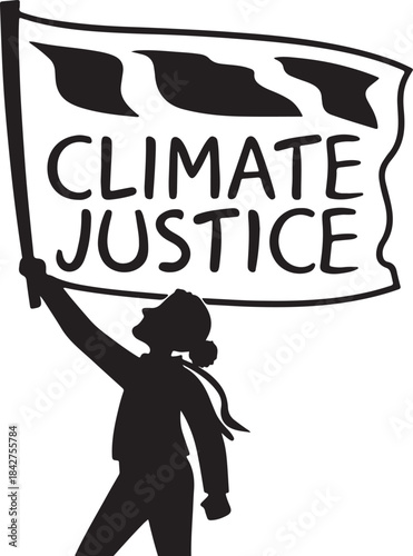 Protester holding a banner for climate justice