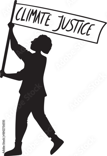 Protester holding a banner for climate justice