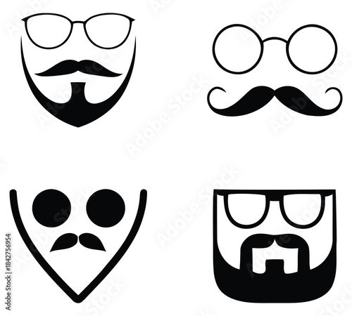 Fun sunglasses and mustaches vector illustration for design projects