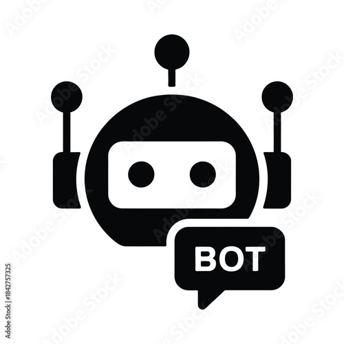 Simple robot icon with bot label