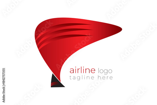 Red airline Wing Logo Design
