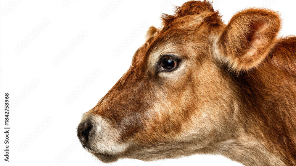Fototapeta premium Cow Head Profile on Isolated Background