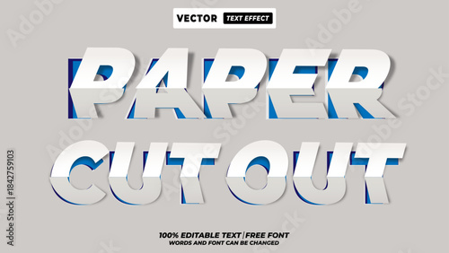 Collage style paper cut-out editable vector text effect for retro posters, editorial layouts, and creative announcement designs. 