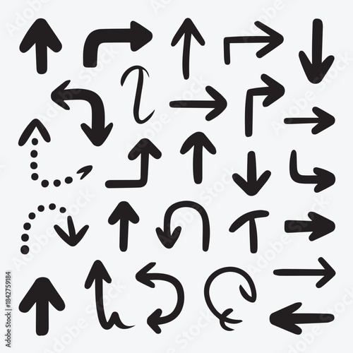 Black Marker Sketch Arrows - Directional Icons Collection
