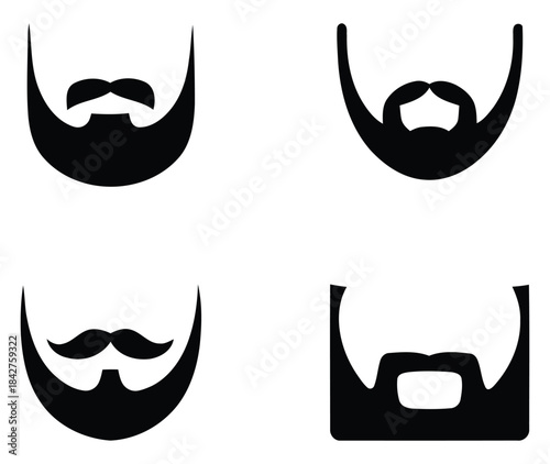 Collection of diverse and stylized mustaches for graphic design and illustration