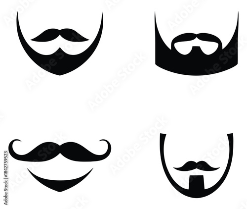 Collection of diverse and stylish mustaches in various shapes and sizes
