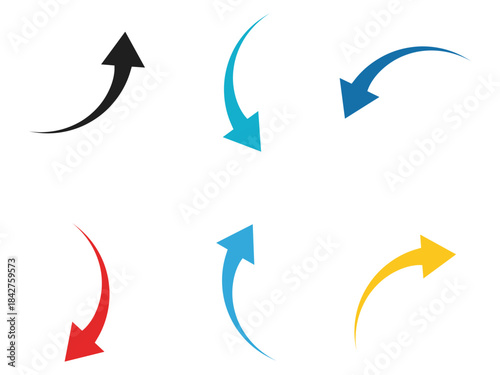set of colorful curved arrow icons