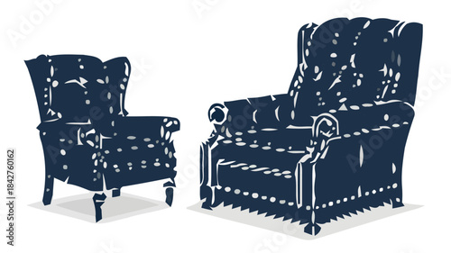 Classic Living Room Chair Silhouette Set for Traditional Interior Design Projects and Home Furnishing Concepts