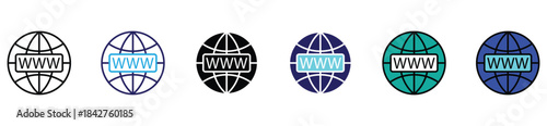 Globe and www icons representing global network, internet, and world connection. stock vector. 