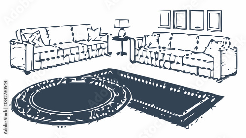 Living Room Rug Designs Silhouette Set: Modern and Traditional Area Rugs Collection for Home Decor, Floor Coverings, and Interior Styling