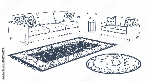 Living Room Rug Designs Silhouette Set: Modern and Traditional Area Rugs Collection for Home Decor, Floor Coverings, and Interior Styling