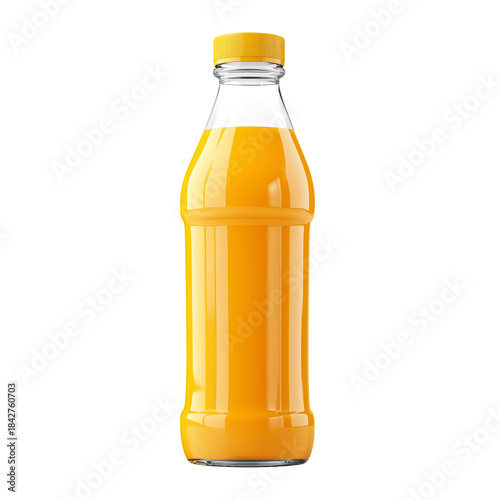 Fresh Juice in a Glass Bottle on a White Background for Beverage Display