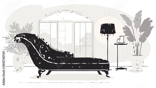 Luxury Living Room Chaise Lounge Silhouette Set: Elegant Reclining Sofas and Daybeds for Sophisticated Home Interior Design Icons