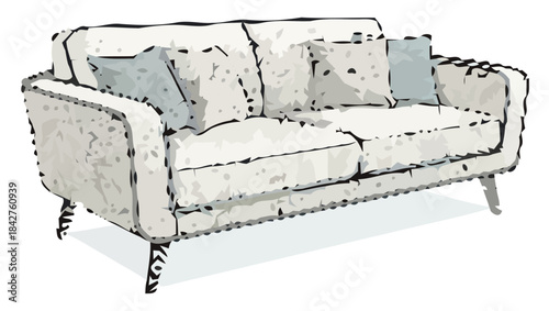 Modern Loveseat Silhouette Set with Soft Cushions for Contemporary Interior Design and Home Decor Layouts