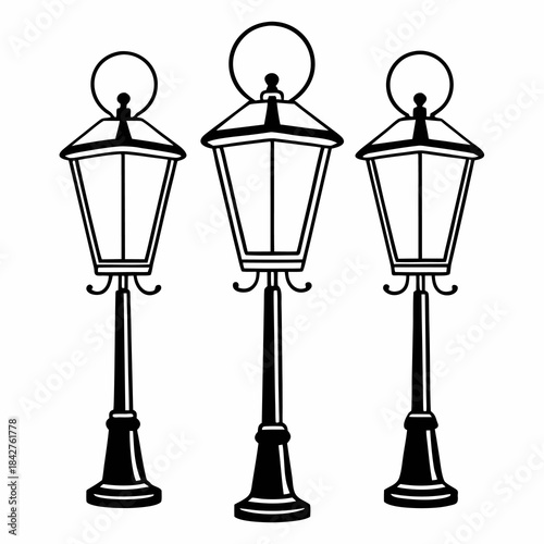 Classic outdoor lamp post with silhouette lights design