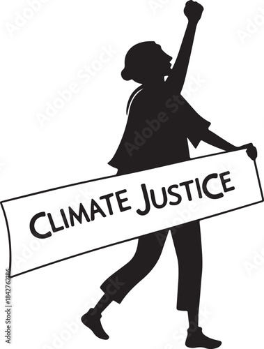 Protester holding a banner for climate justice