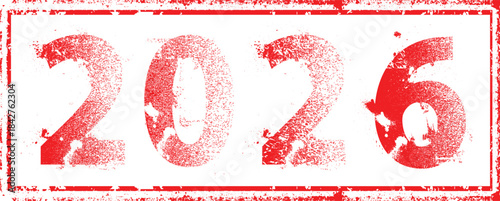 2026 - stamp texture distressed numbers for new year calendars . Textured industrial digits, rough typography for posters, tech and creative layouts. Vector illustration