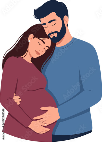 Happy couple expecting baby pregnant woman and loving husband pregnant.