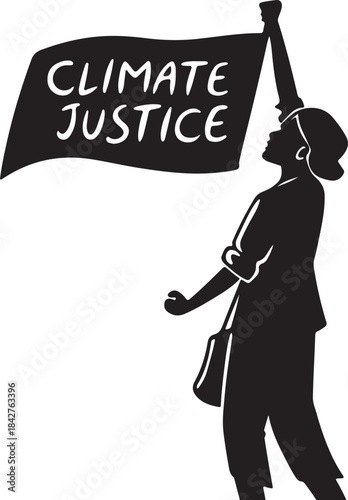 Protester holding a banner for climate justice