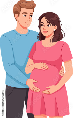 pregnant woman and husband embracing pregnant.